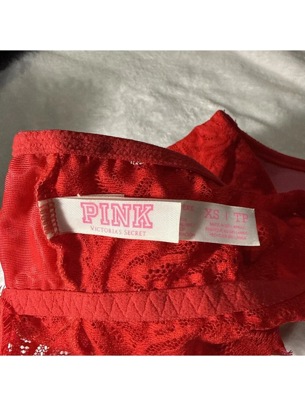 PiNK by Victoria's Secret Rich Red Date Lightly Lined Lace Bralette  Size XS